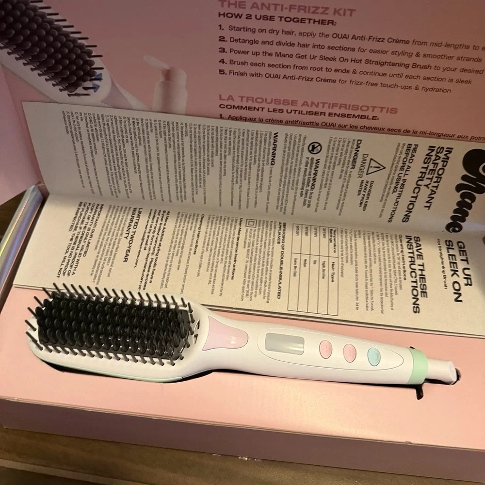 NWT Mane Get Sleek Hot Heated Adjustable Straightening Hair Brush - Picture 10 of 10